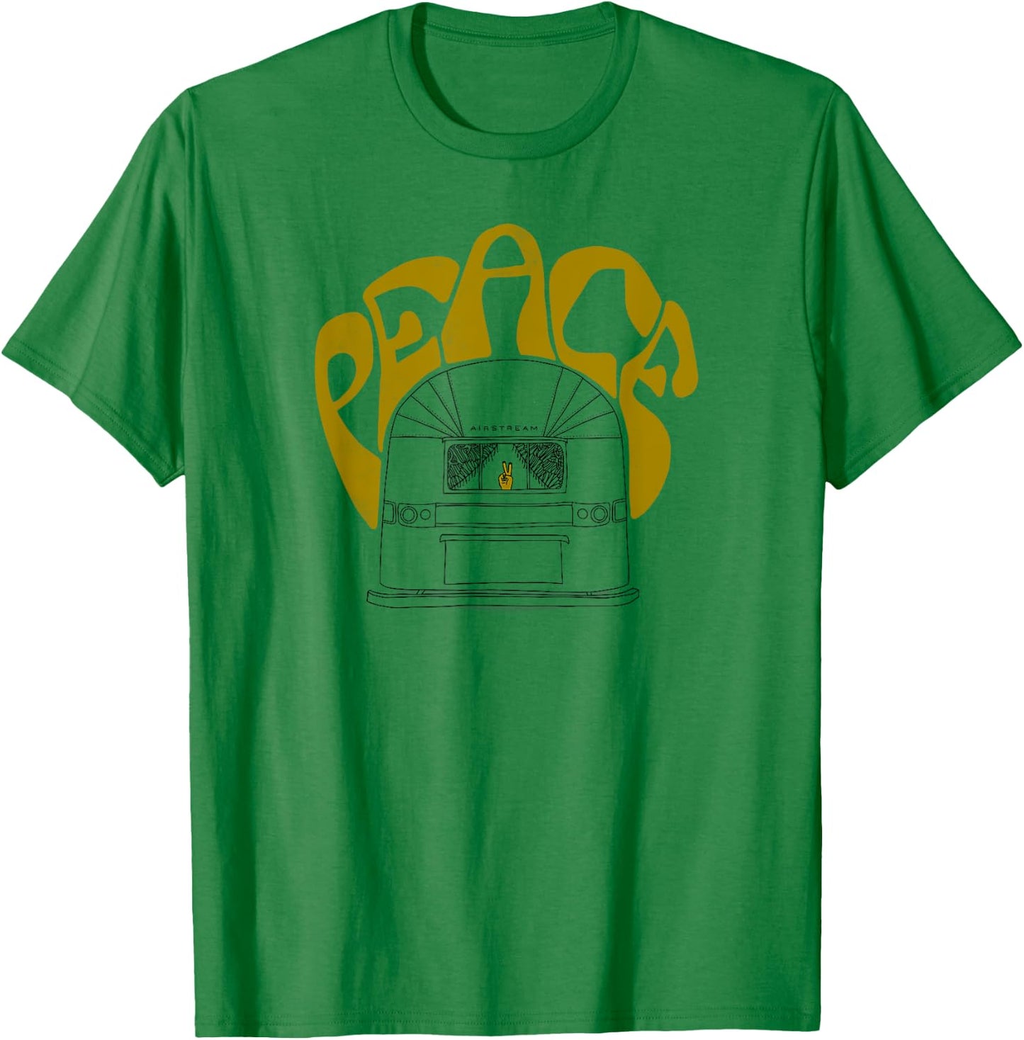 Retro 60s Airstream Hippie Peace Hand-Lettered T-Shirt - T-Shirt | Irish Green