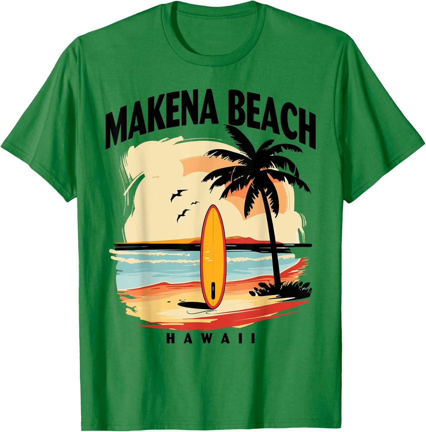 Hawaii Makena Beach Surfboard Surfing Men Women T-Shirt - T-Shirt | Irish Green