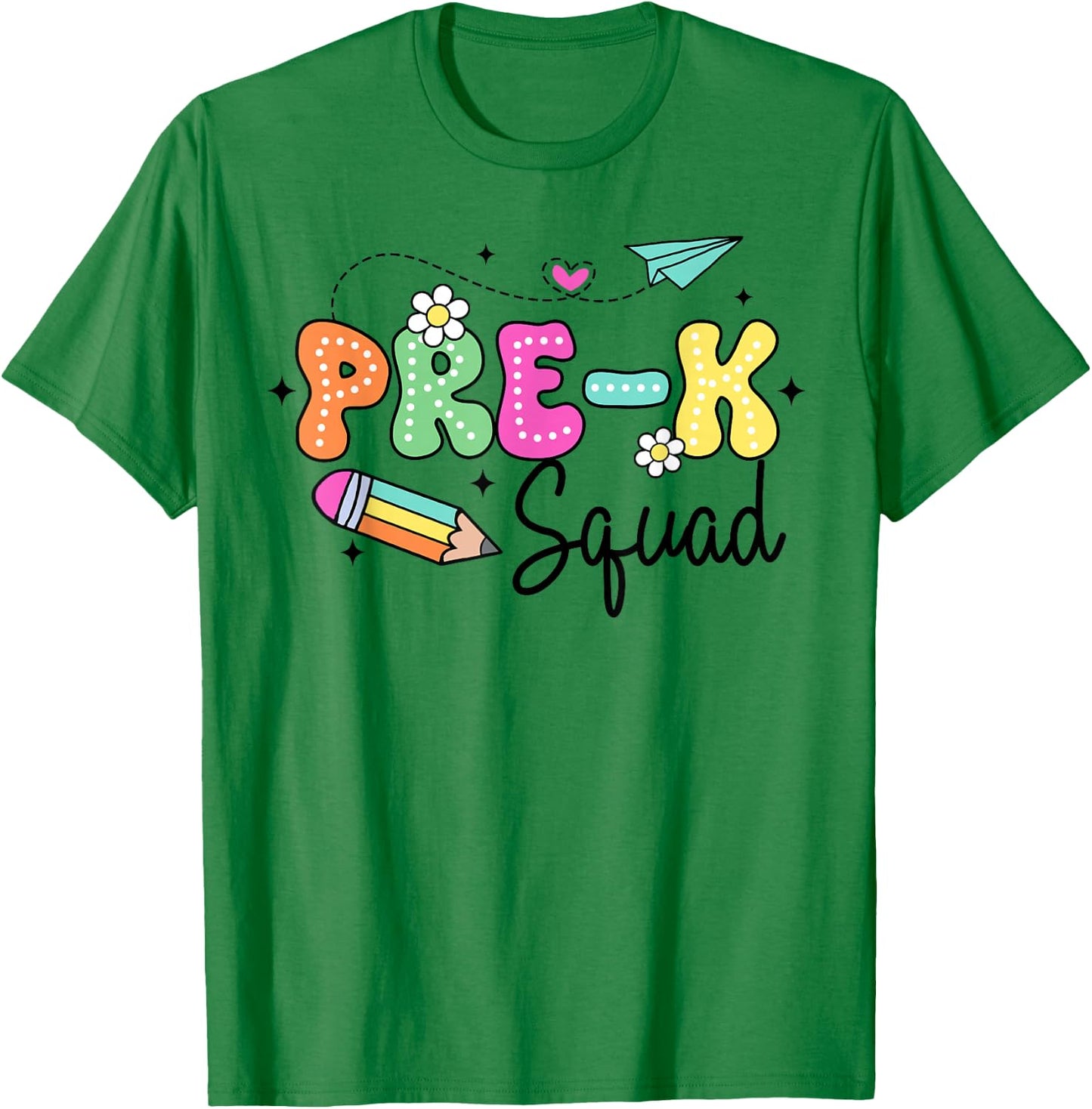 Pre-K Squad Student Teacher Back To School Groovy PreK Team T-Shirt - T-Shirt | Irish Green