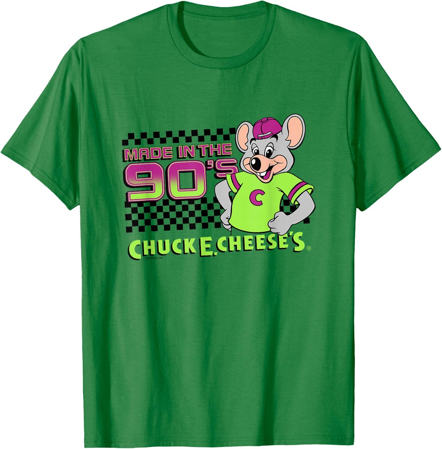 Chuck E. Cheese Made In The 90's Retro Neon Logo T-Shirt - T-Shirt | Irish Green