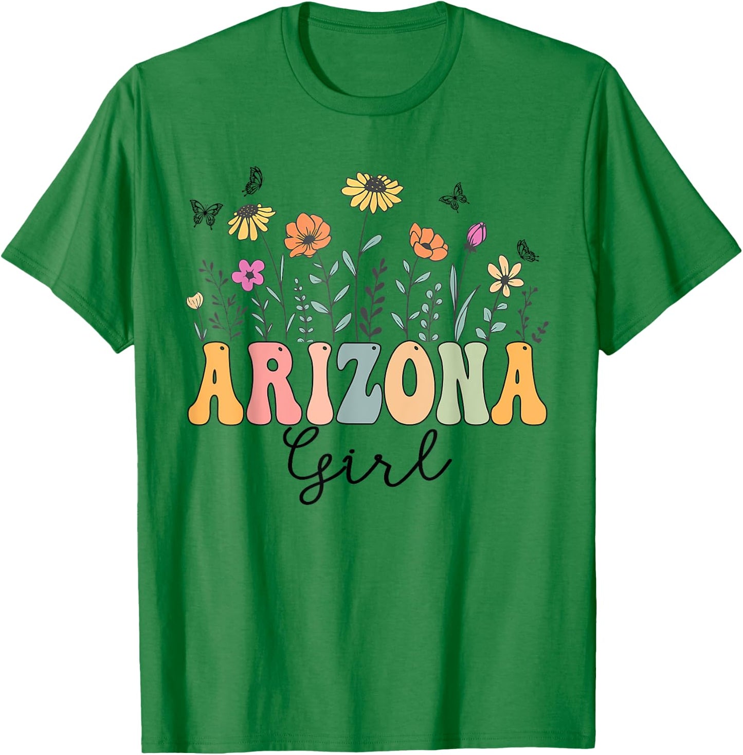 Arizona Girl Wildflower Groovy Arizona Lover T-Shirt - T-Shirt | Irish Green