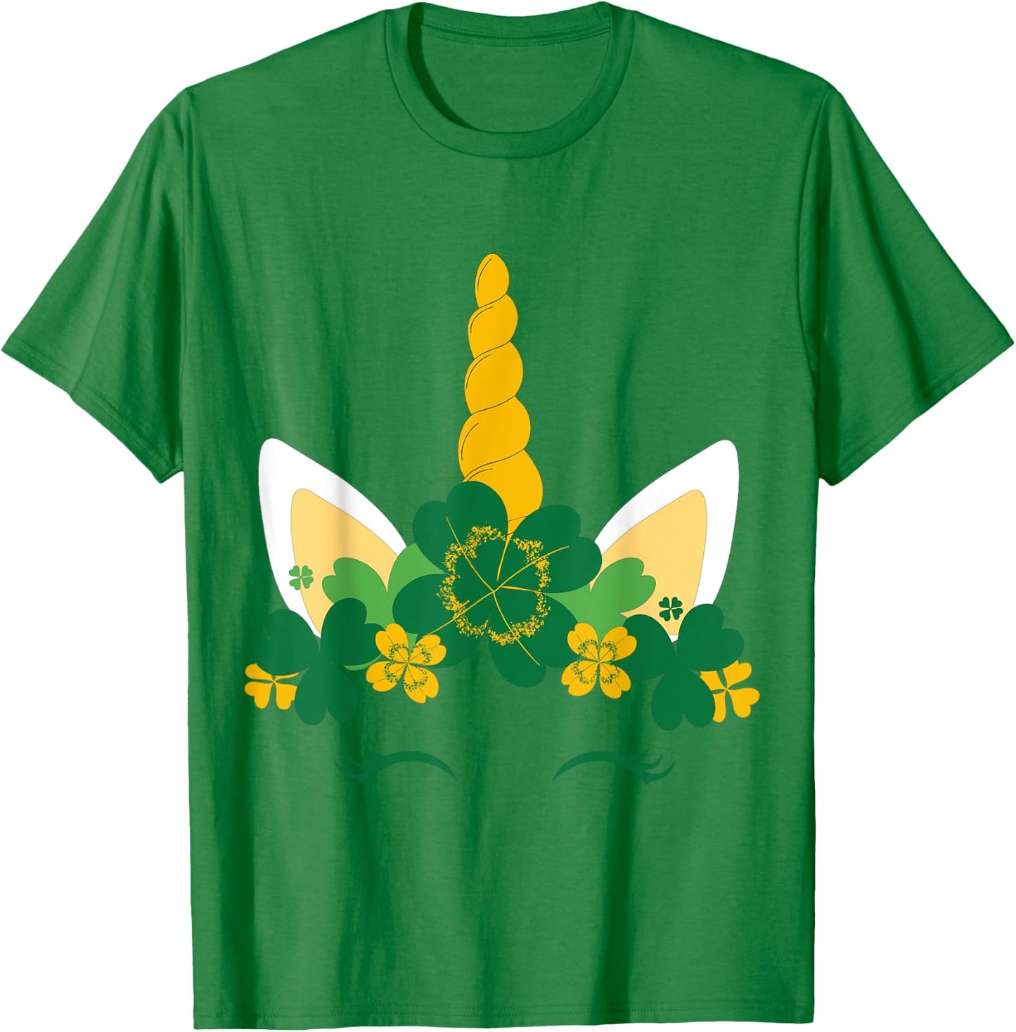 Kids St Patricks Day Unicorn Face Shamrock Pattys Toddler T-Shirt - T-Shirt | Irish Green