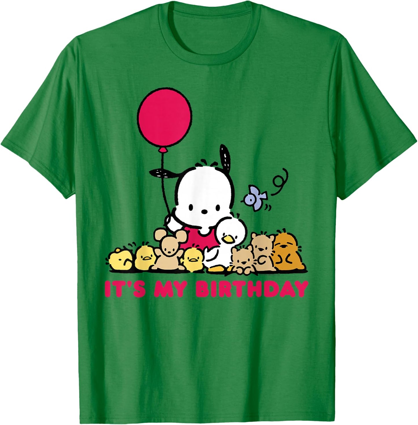 Pochacco It's My Birthday T-Shirt - T-Shirt | Irish Green