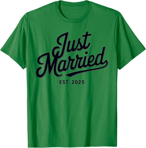 Just Married Est 2025 Wedding Wife Mr & Mrs Bride Groom T-Shirt - T-Shirt | Irish Green