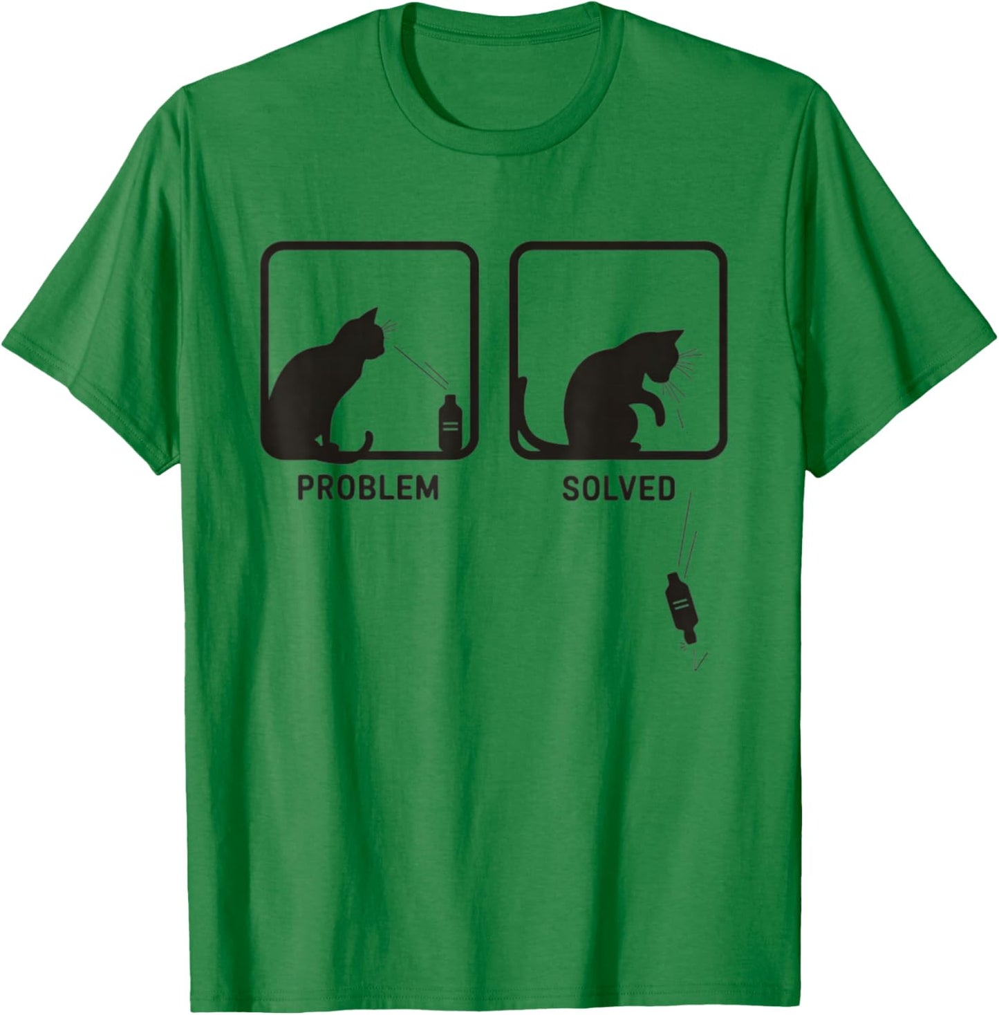Problem Solved Funny Sarcastic Cat Graphic T-Shirt - T-Shirt | Irish Green