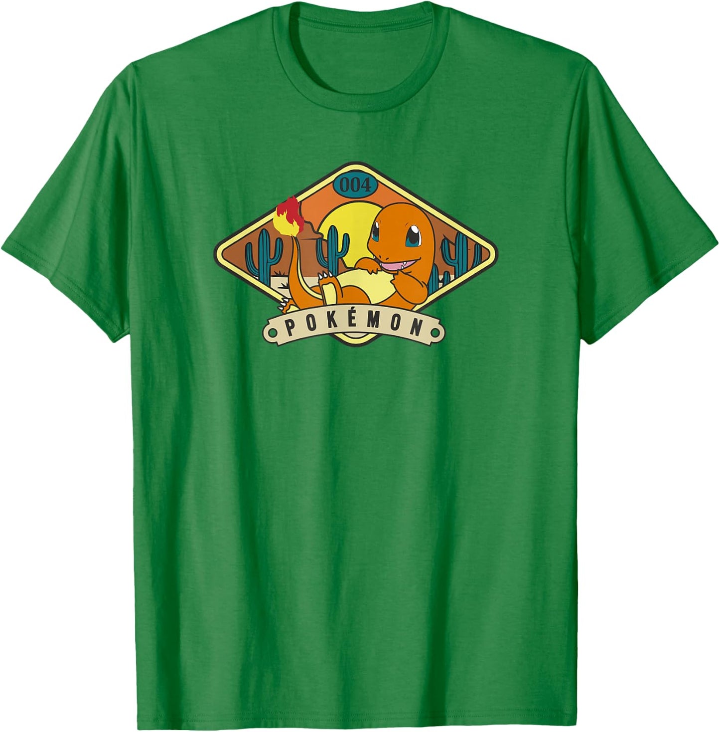 Pokémon 004 Charmander Outdoor Adventure Desert Park Badge T-Shirt - T-Shirt | Irish Green