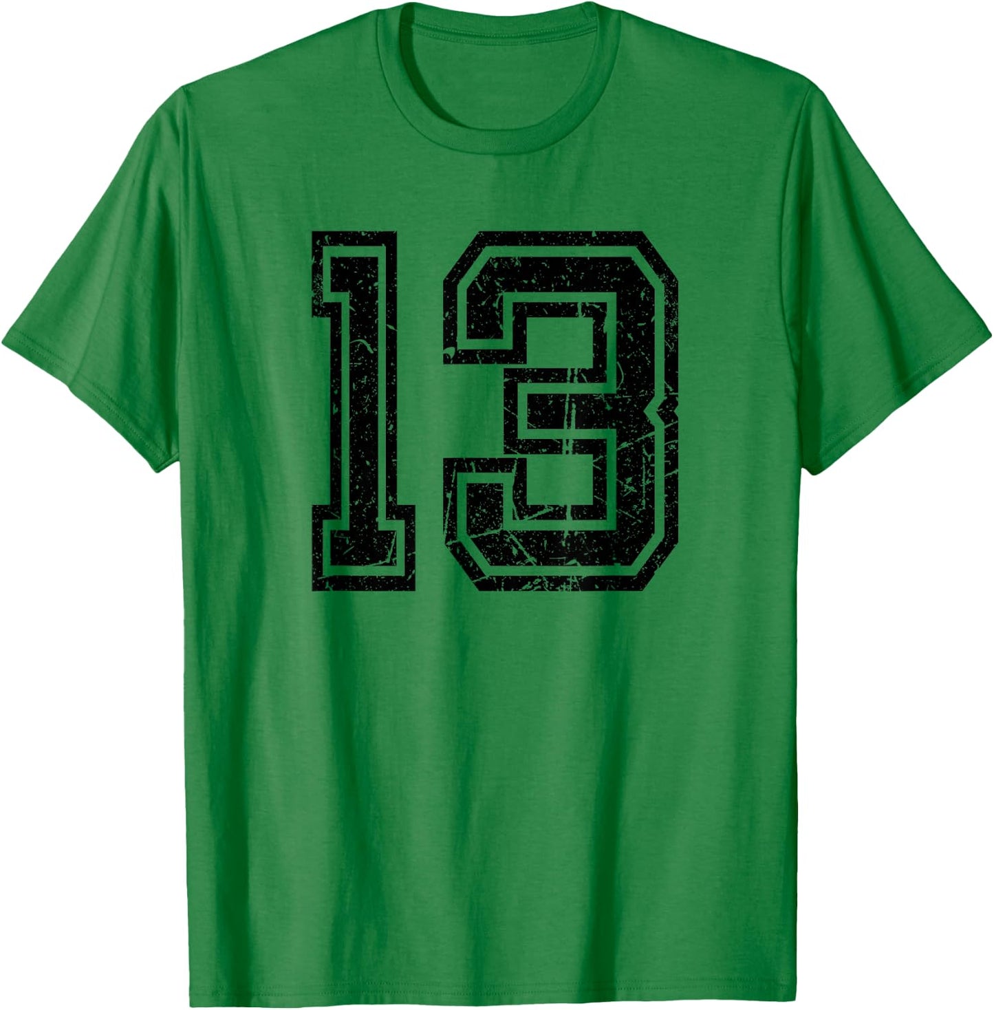 Number #13 Sports Team Retro Number T-Shirt - T-Shirt | Irish Green