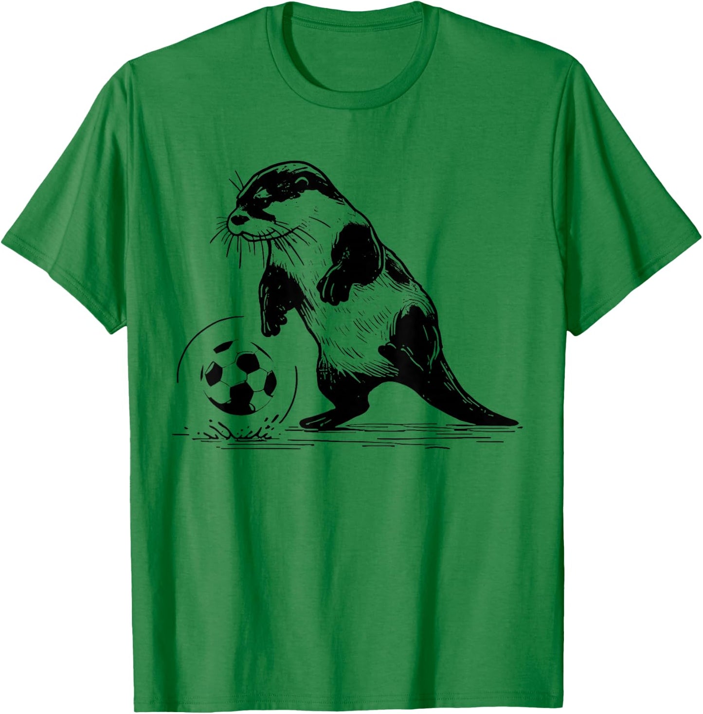 Vintage Otter Playing Soccer Funny Animal Sport Lover T-Shirt - T-Shirt | Irish Green