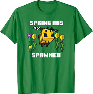 Minecraft Bee Spring Has Spawned Graphic Blocks T-Shirt - T-Shirt | Irish Green