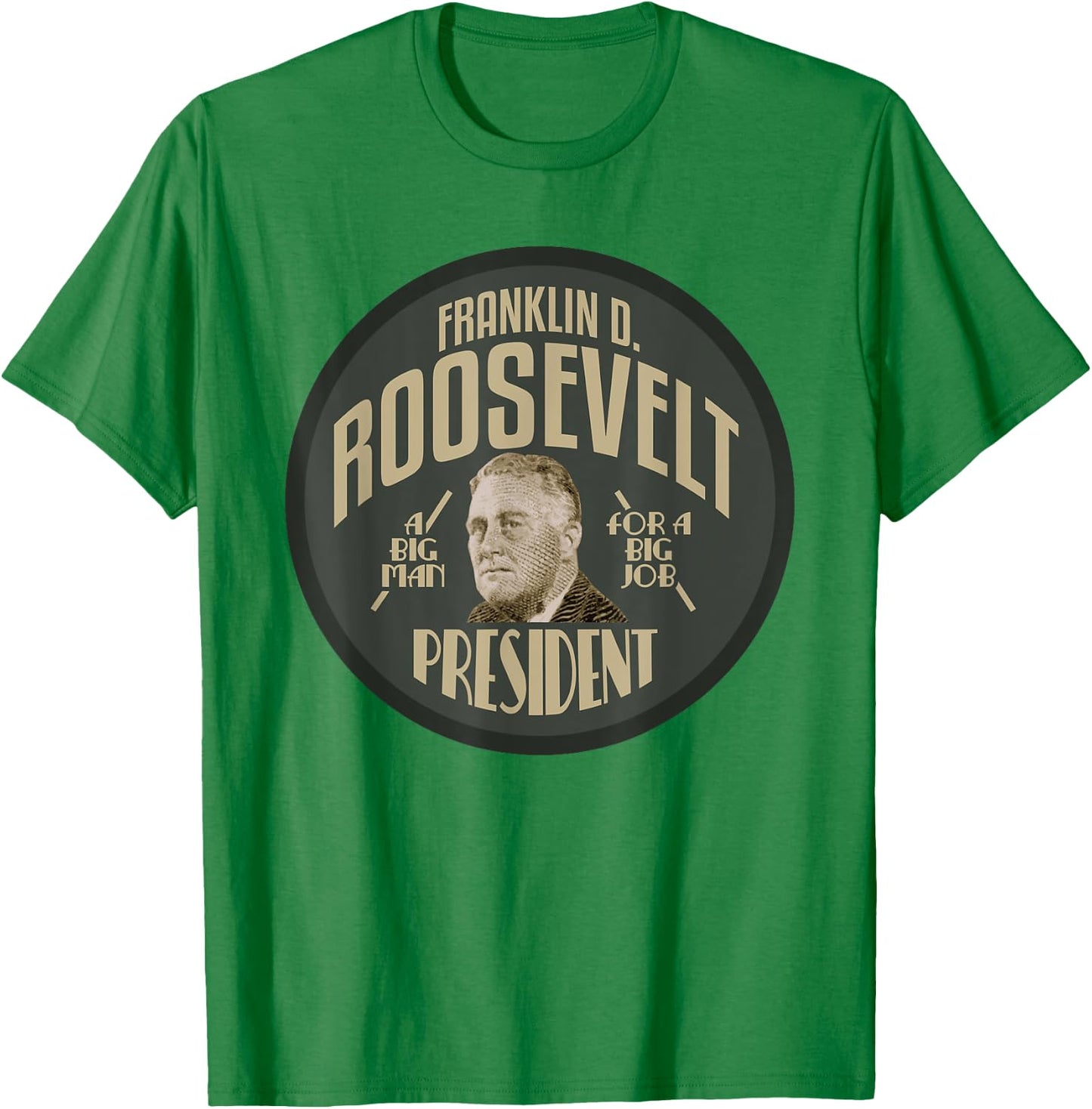 American History Gifts FDR President Franklin Roosevelt , Men's -Adults Grey Classic Fit Short Sleeve Collarless , Small T-Shirt - T-Shirt | Irish Green