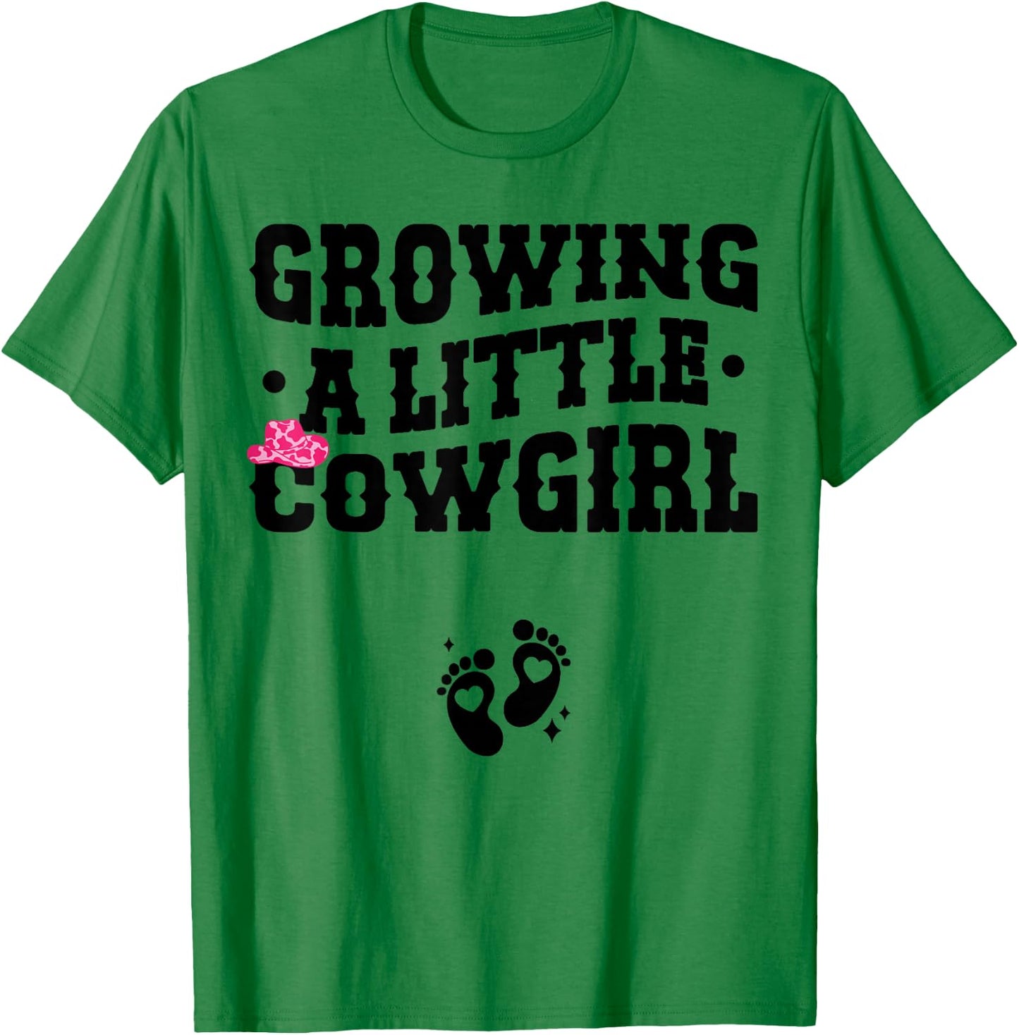 Growing a Little Cowgirl - Country Pregnancy Announcement T-Shirt - T-Shirt | Irish Green