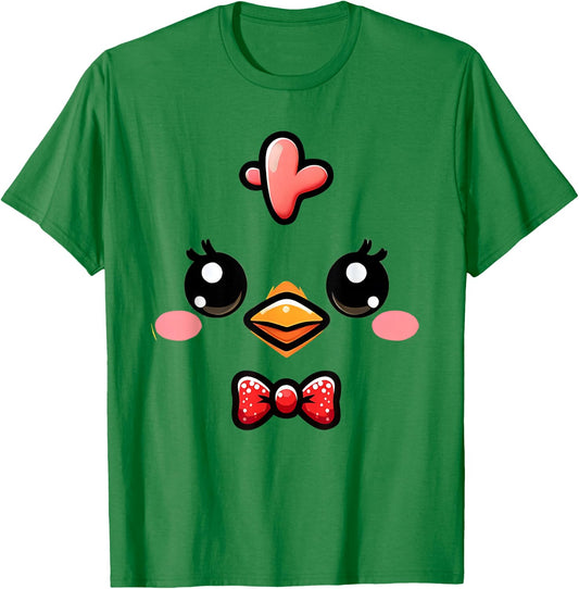 Cute Chicken Face Yellow Chick Costume Farm Animal Lover T-Shirt - T-Shirt | Irish Green