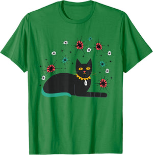 Retro Cat Midcentury Atomic Age 1950s Mid Century T-Shirt - T-Shirt | Irish Green
