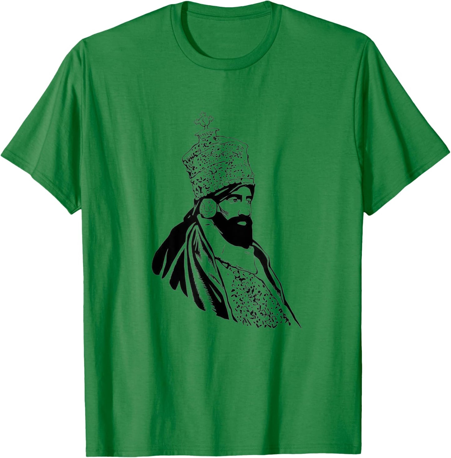 Haile Selassie Ethiopian King of Crown Jamaican Rasta T-Shirt - T-Shirt | Irish Green