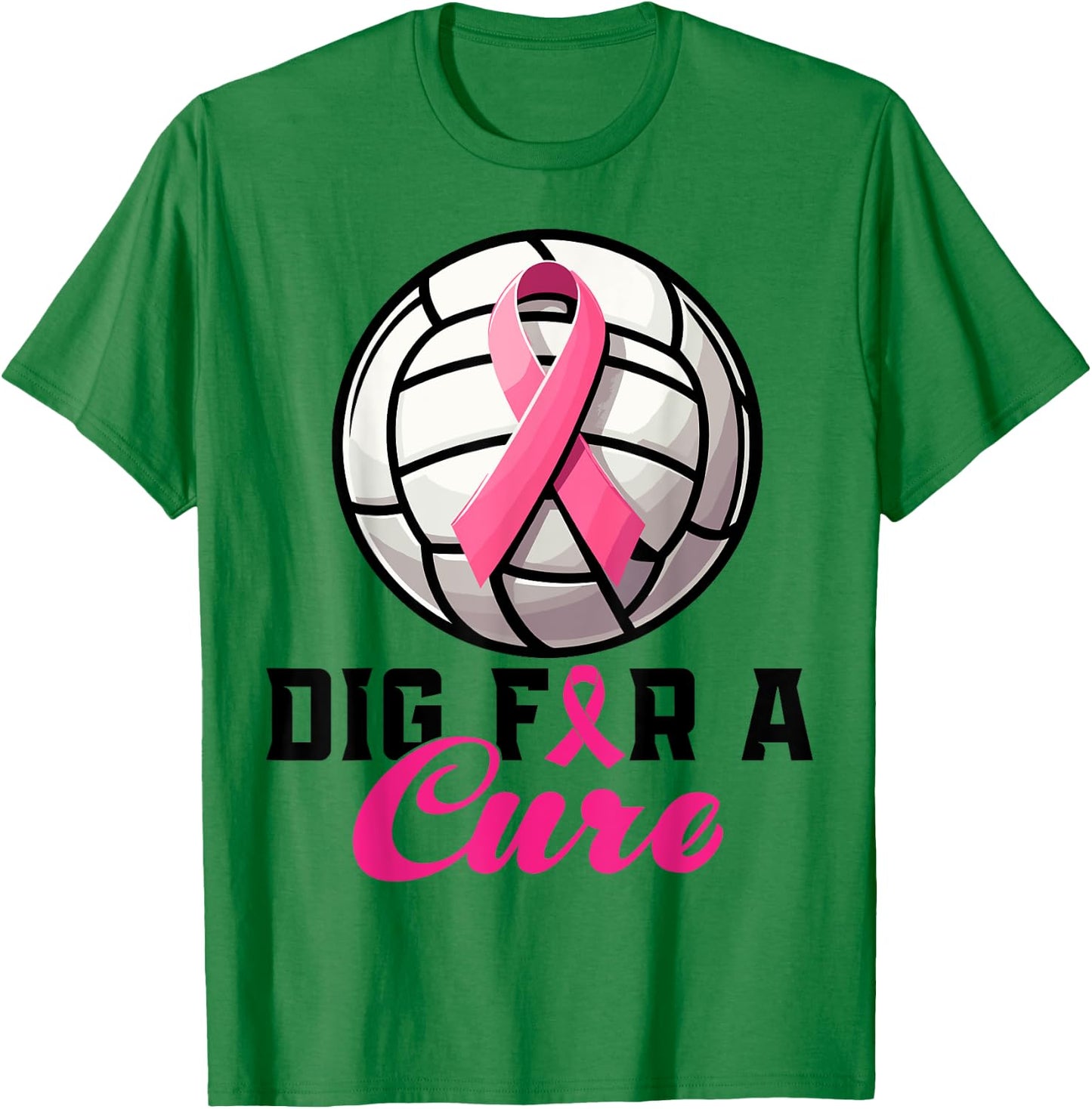 Dig For A Cure Breast Cancer Awareness Volleyball Pink T-Shirt - T-Shirt | Irish Green