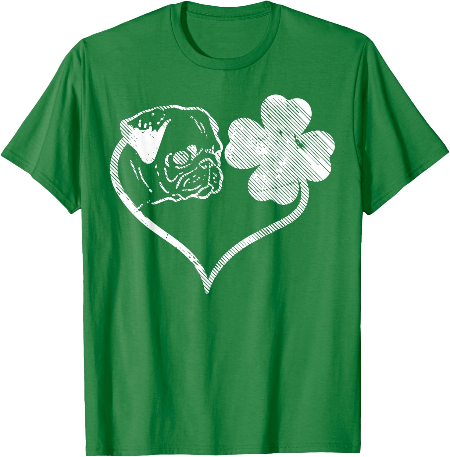 Irish Pug Face Shamrock Clover St Patricks Day Dog Owner T-Shirt - T-Shirt | Irish Green