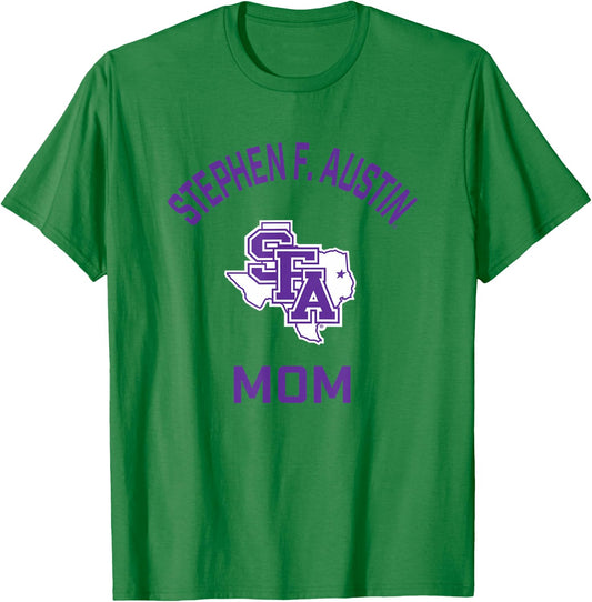 Stephen F. Austin State Lumberjacks Arched Mom T-Shirt - T-Shirt | Irish Green