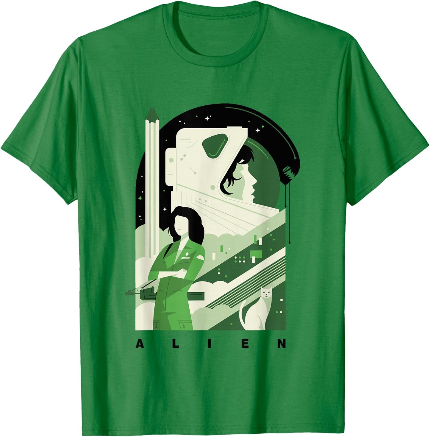 Aliens Iconic Strong Ellen Ripley Silhouette Chest Poster T-Shirt - T-Shirt | Irish Green