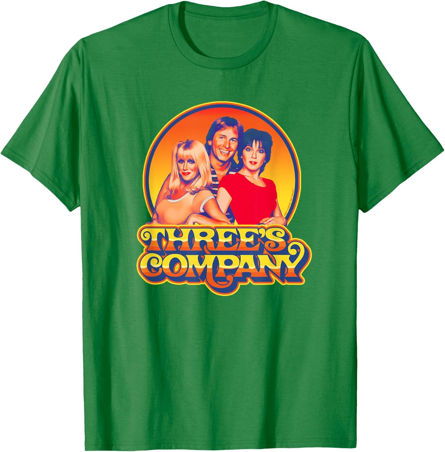 Three's Company 1980's Sunset Retro Jack Jan & Chrissy T-Shirt - T-Shirt | Irish Green