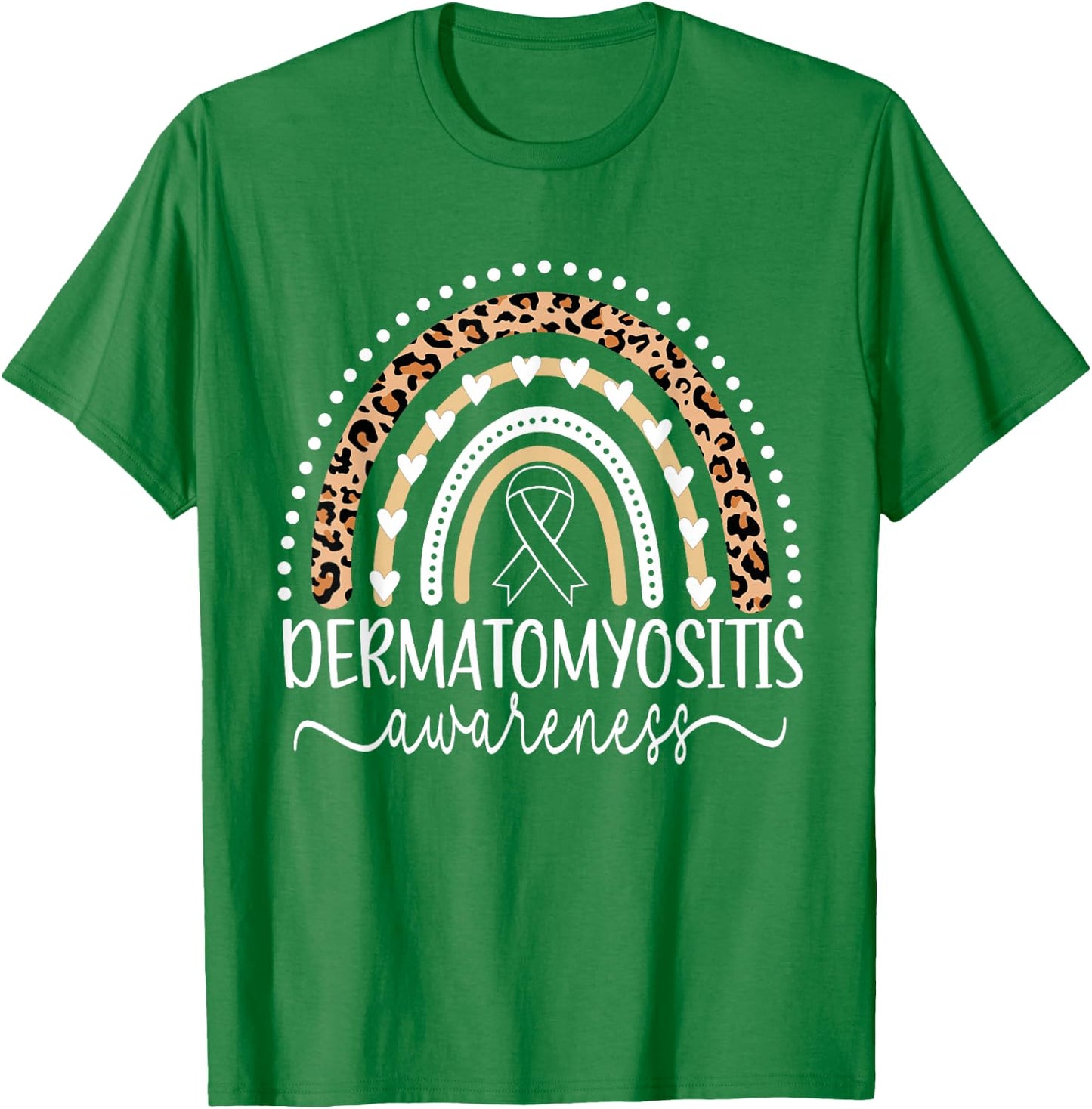 Wear Blue Dermatomyositis Awareness Leopard Rainbow T-Shirt - T-Shirt | Irish Green