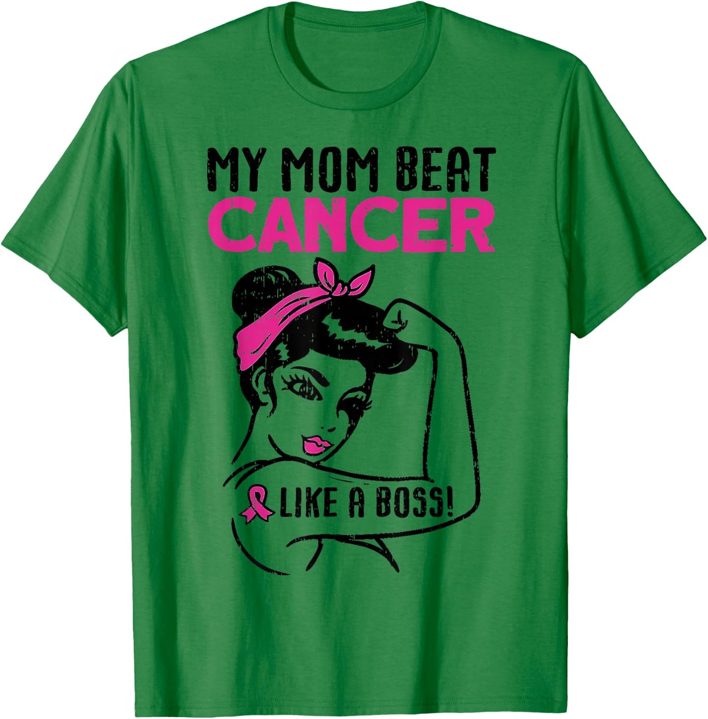 My Mom Beat Breast Cancer Like A Boss Warrior Survivor Fight T-Shirt - T-Shirt | Irish Green