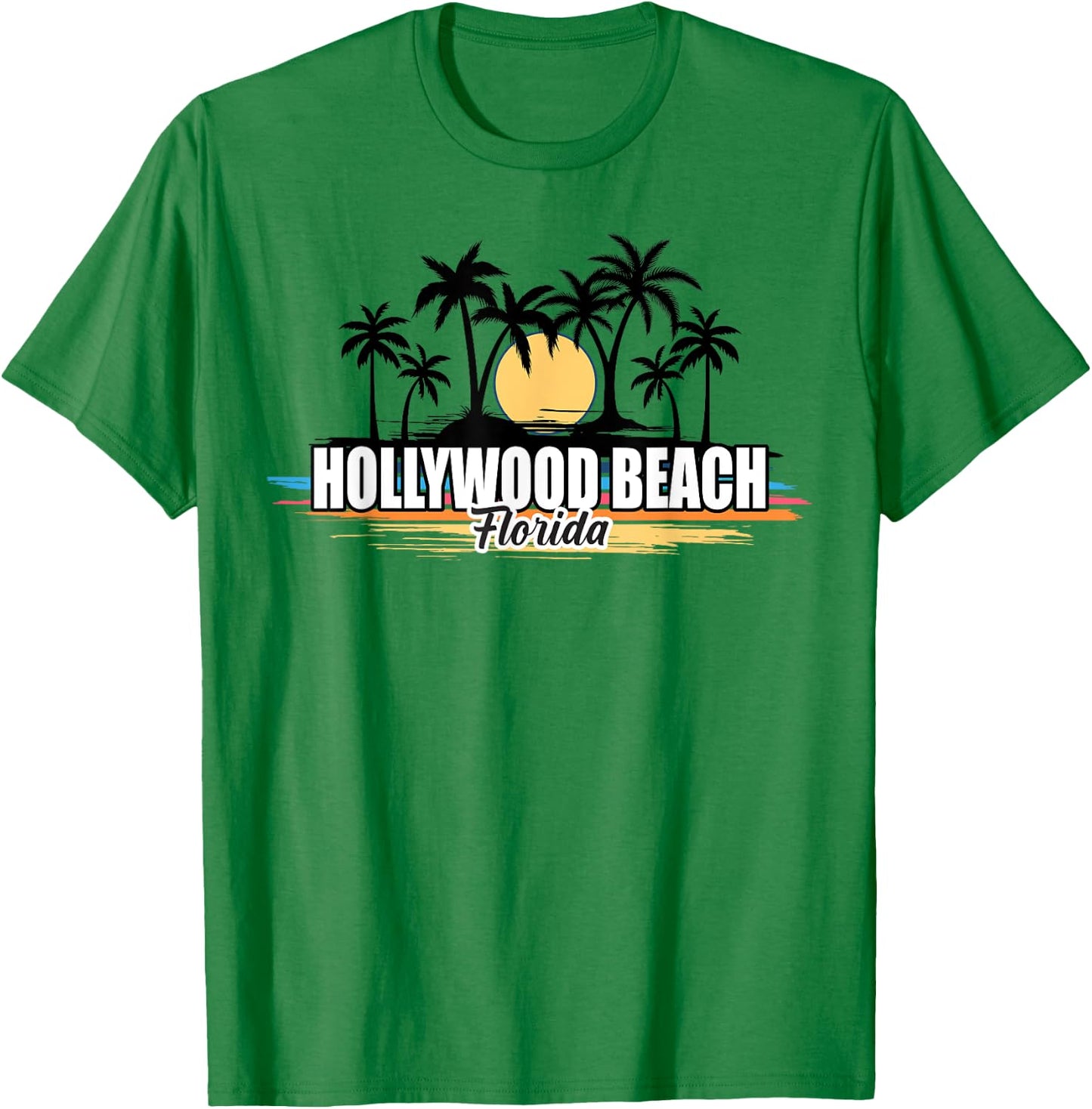 Hollywood Beach Florida Retro Surfing Beach T-Shirt - T-Shirt | Irish Green