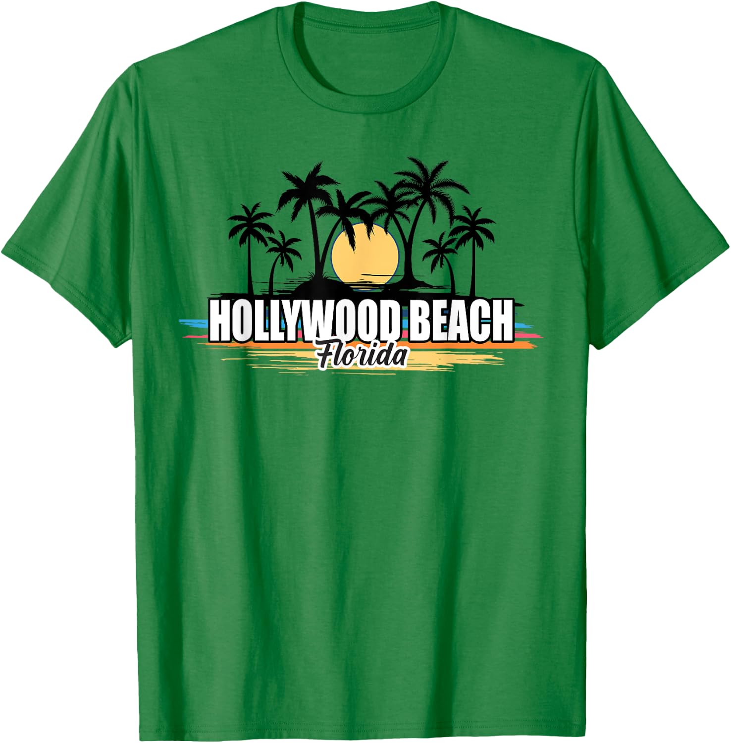 Hollywood Beach Florida Retro Surfing Beach T-Shirt - T-Shirt | Irish Green