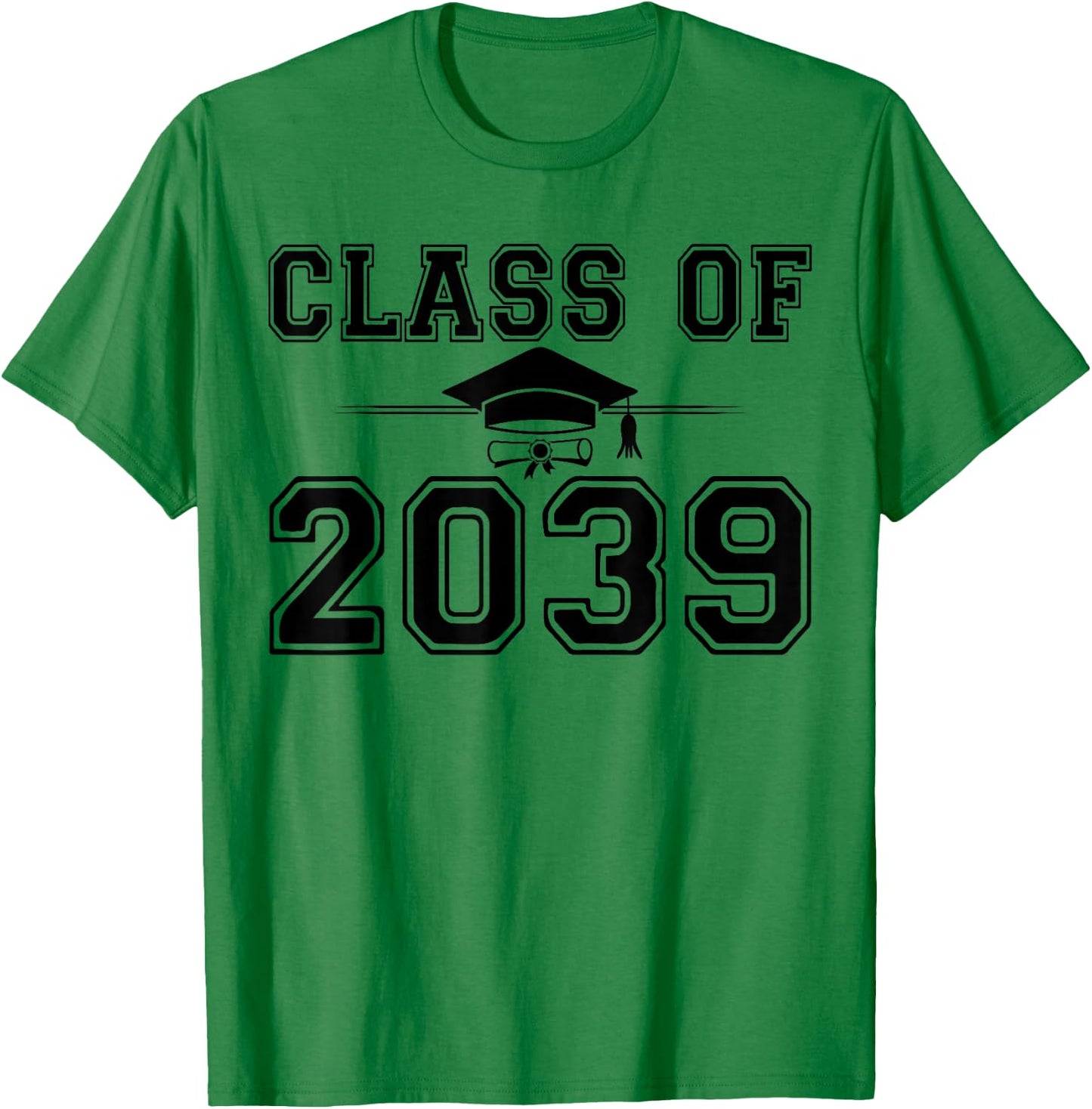 Class of 2039 Grow With Me Graduation Handprint On Back T-Shirt - T-Shirt | Irish Green