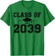 Class of 2039 Grow With Me Graduation Handprint On Back T-Shirt - T-Shirt | Irish Green