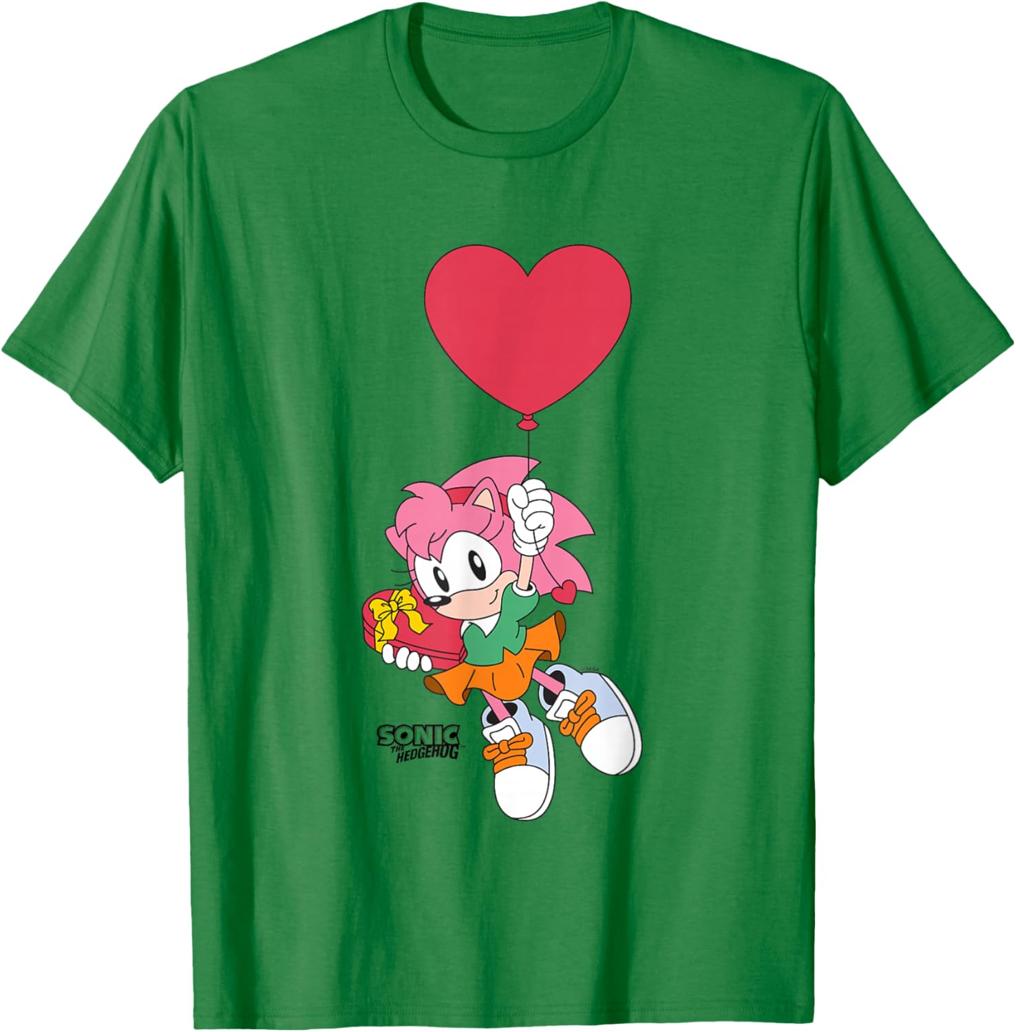 Sonic The Hedgehog Valentine's Day Cute Amy Rose Chest Logo T-Shirt - T-Shirt | Irish Green