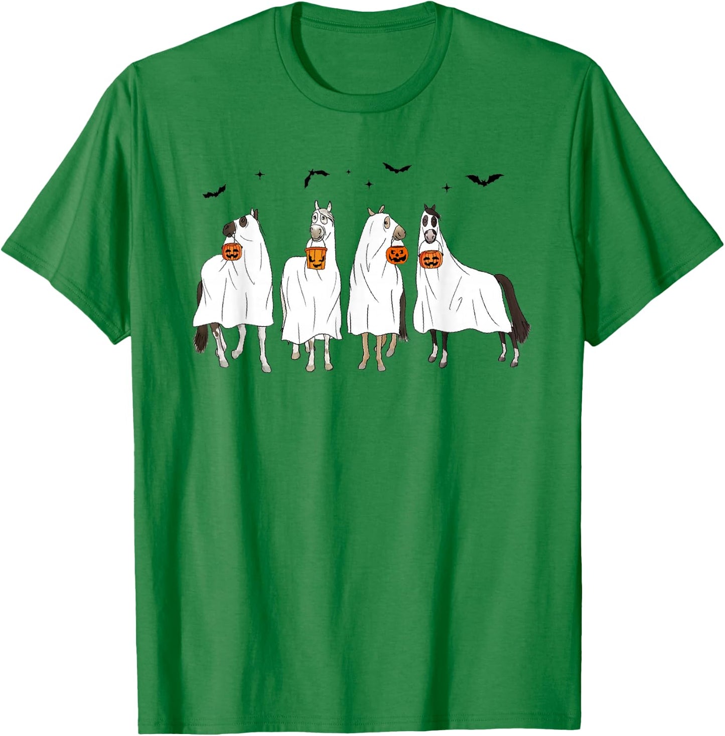 Halloween Horse Ghost Horse Western Spooky Horse Pumpkins T-Shirt - T-Shirt | Irish Green