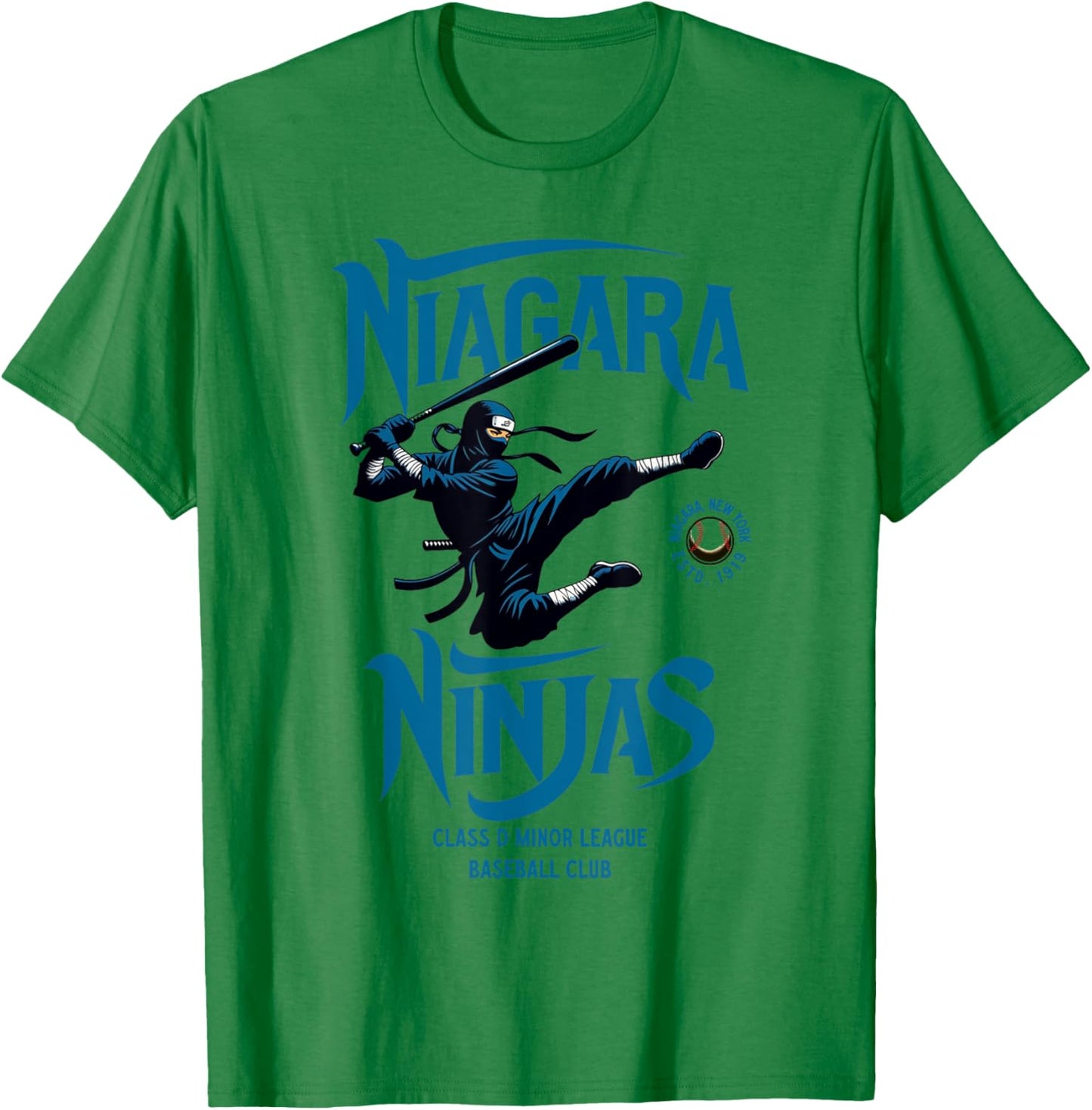 Niagara Ninjas Retro Minor League Baseball Team T-Shirt - T-Shirt | Irish Green