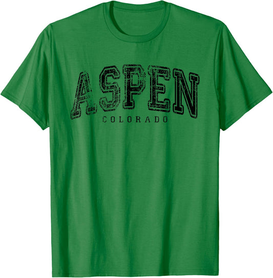 Aspen Colorado Vintage Retro US City State Travel T-Shirt - T-Shirt | Irish Green
