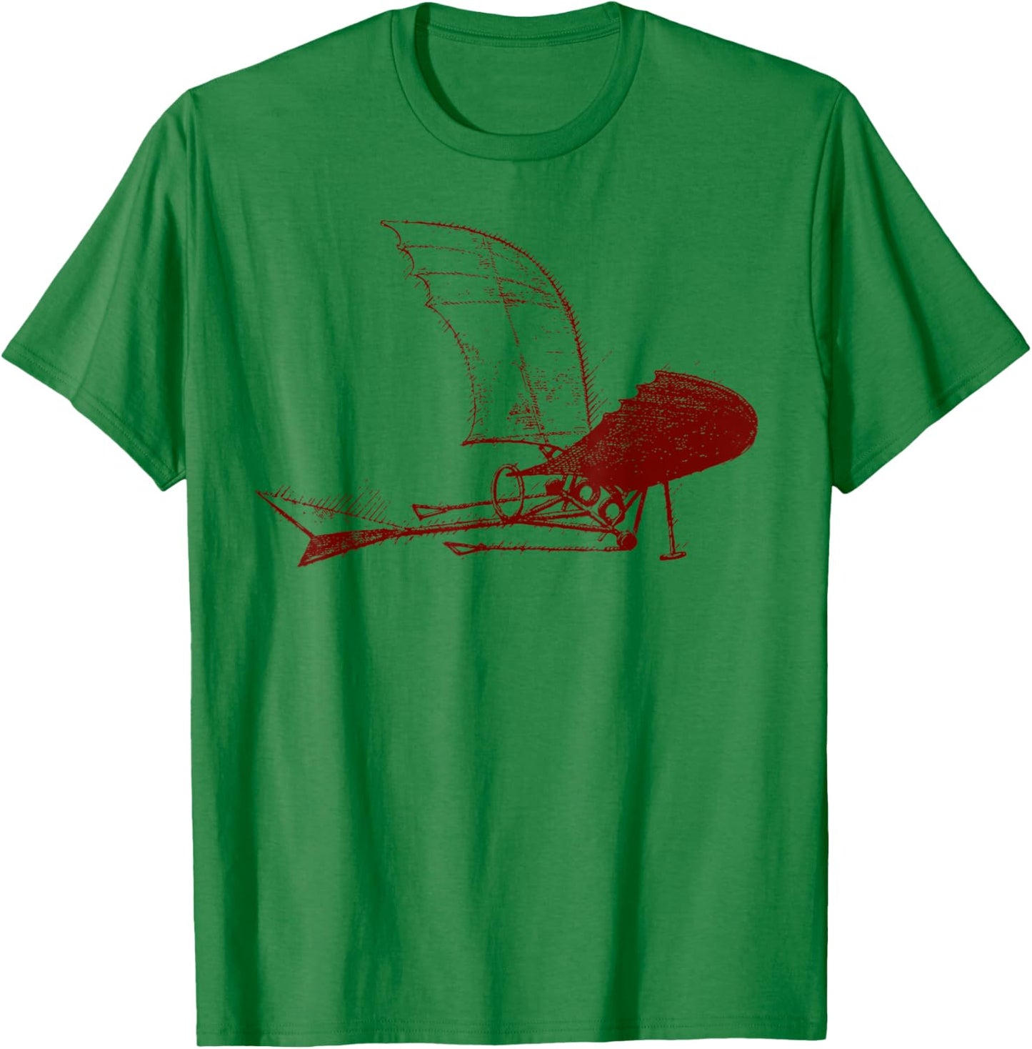 Leonardo da Vinci Airplane Glider T-Shirt - T-Shirt | Irish Green