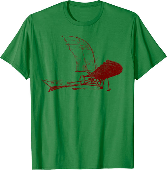 Leonardo da Vinci Airplane Glider T-Shirt - T-Shirt | Irish Green