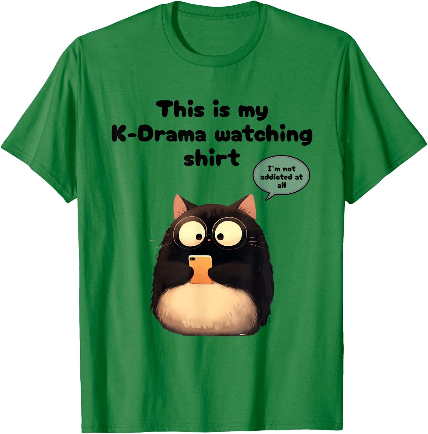 Kpop Gifts Co. -Adults, Teen Rabbit Kdrama Watching Cat Merch Korean Drama Merchandise T-Shirt - T-Shirt | Irish Green