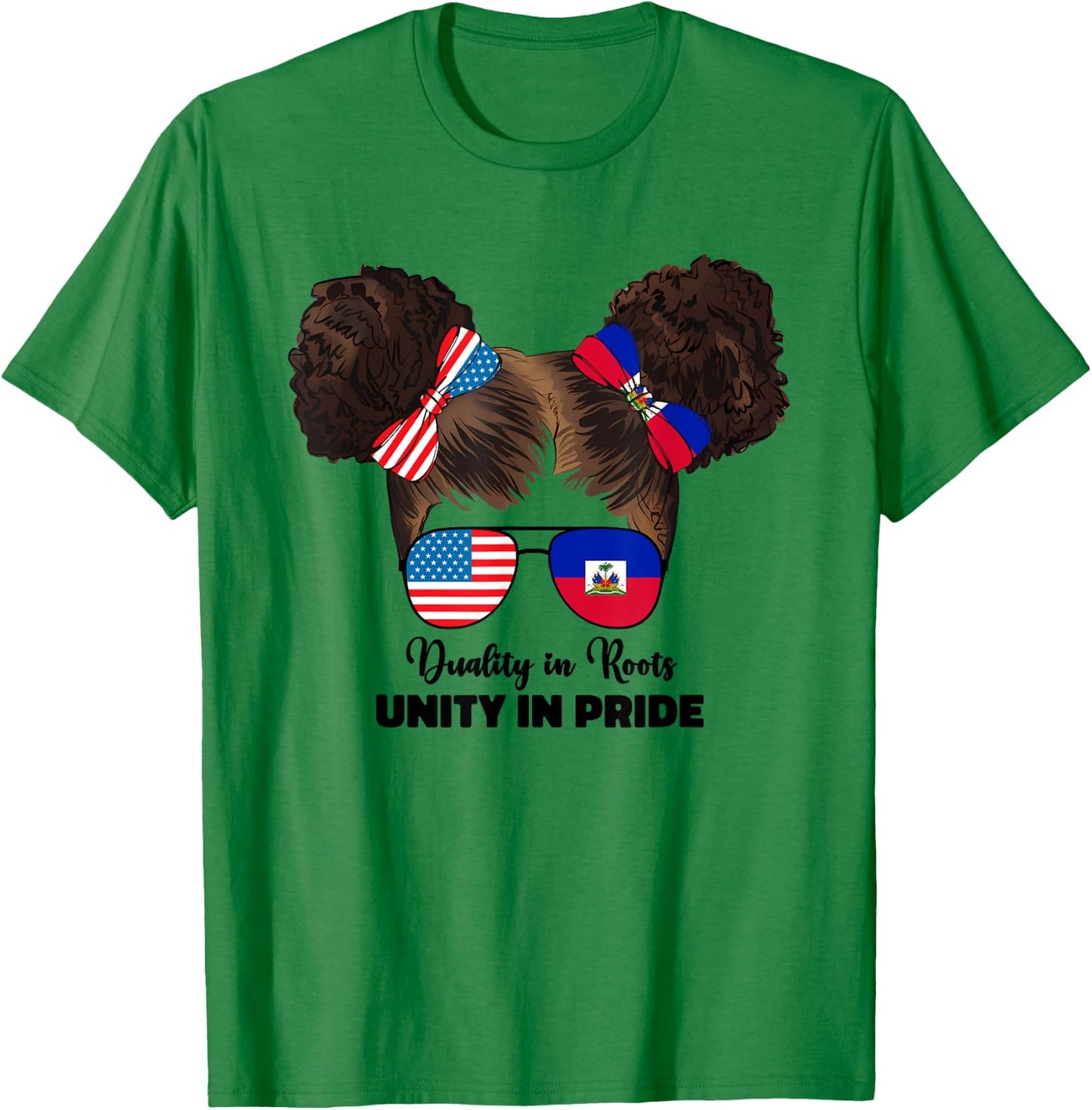 Half Haitian And American America Haiti Usa Flag Kids Girl T-Shirt - T-Shirt | Irish Green