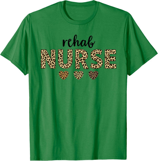 rehab Nurse Leopard Hearts Team Squad Matching Group T-Shirt - T-Shirt | Irish Green