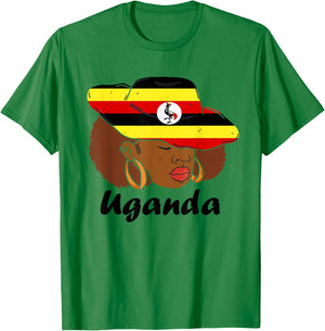 Uganda Woman Ugandan Pride Ugandan Flag Ugandan Roots T-Shirt - T-Shirt | Irish Green