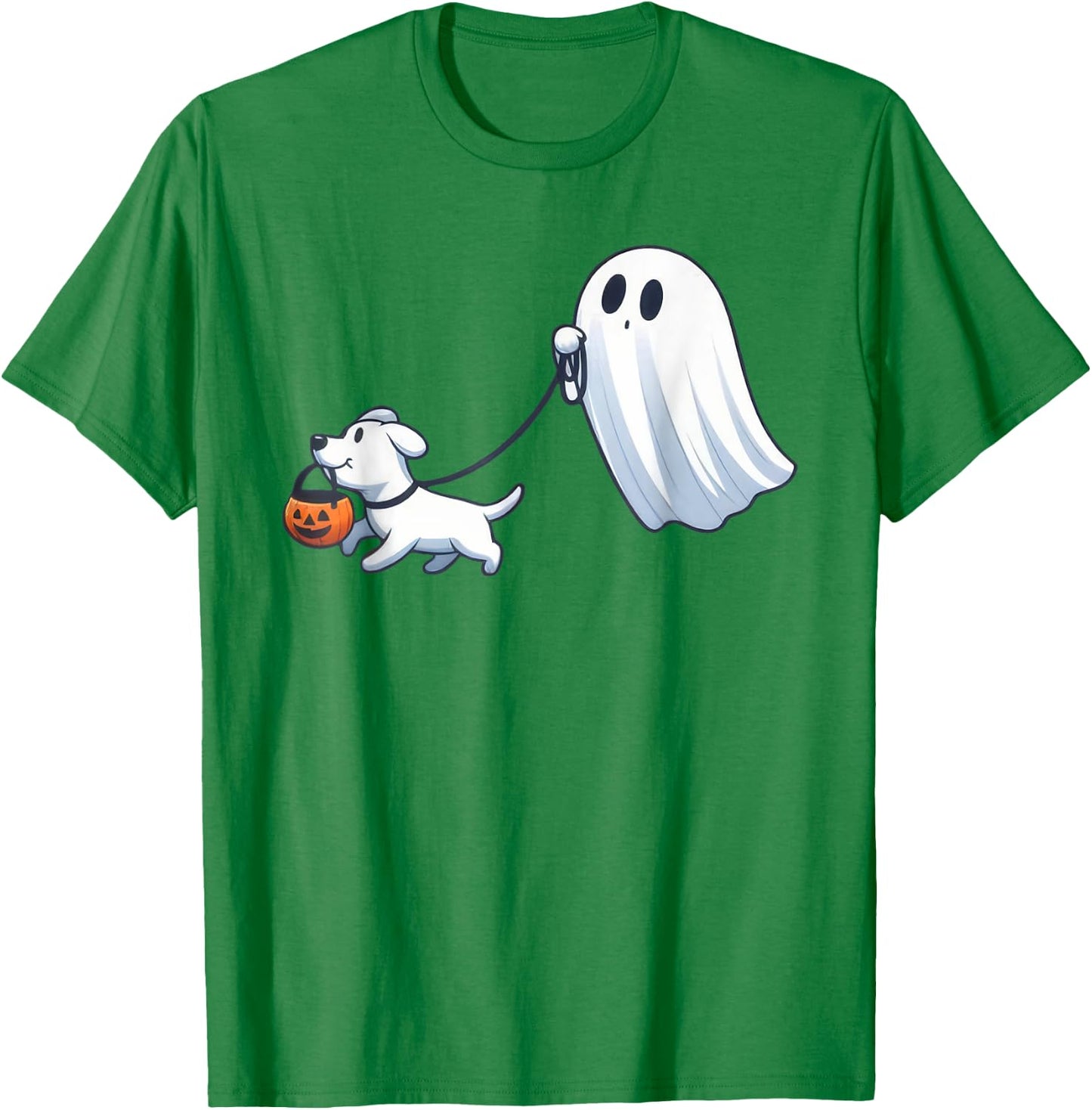 Ghost Walking Dog Ghost Dog Halloween Cute Spooky Dog Love T-Shirt - T-Shirt | Irish Green