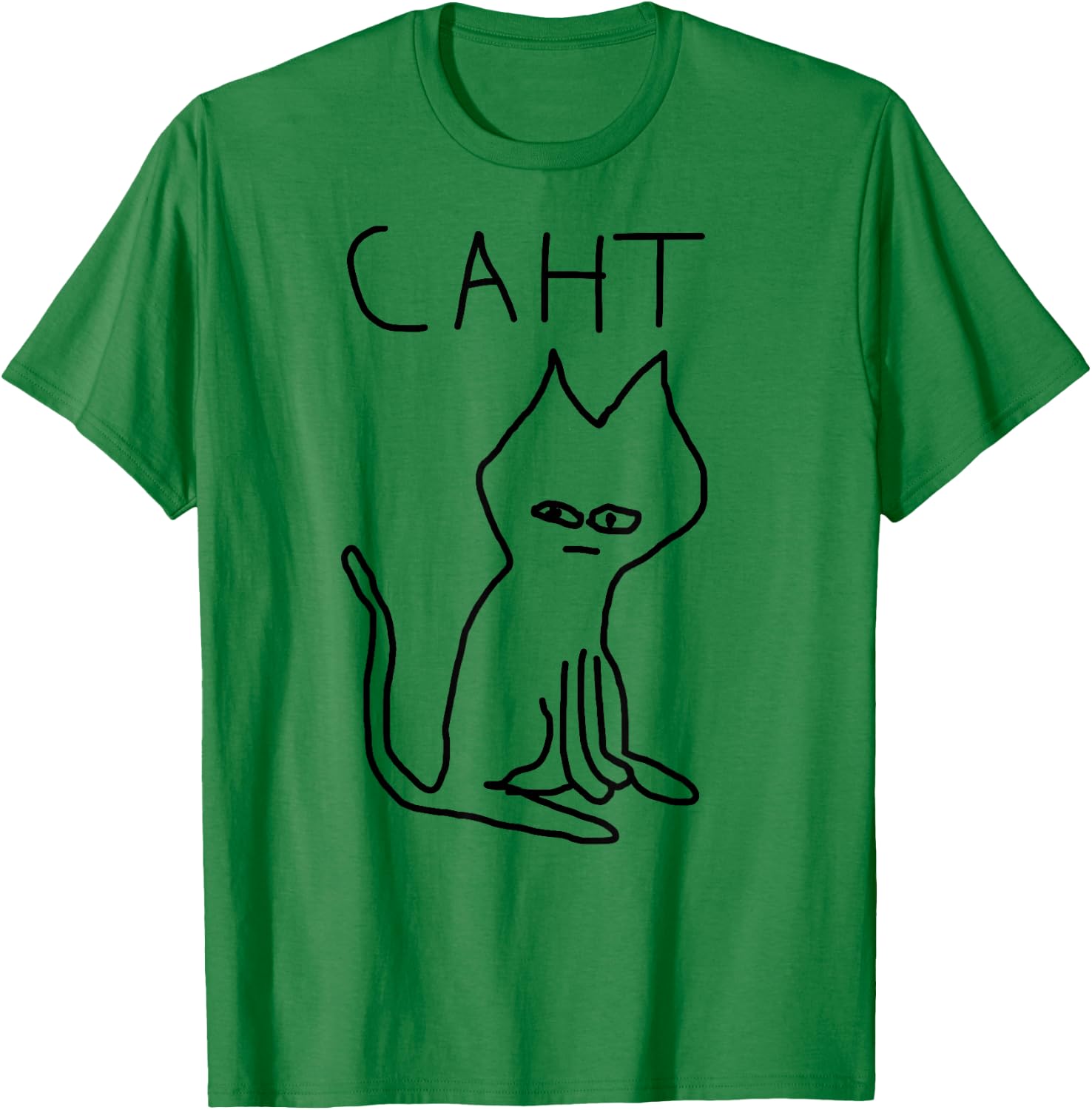 Caht Meme Terribly Drawn Cringe Cat Graphic Weird Absurd T-Shirt - T-Shirt | Irish Green