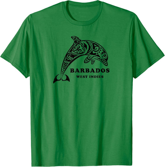 Barbados, West Indies Vintage Tribal Dolphin Vacation T-Shirt - T-Shirt | Irish Green