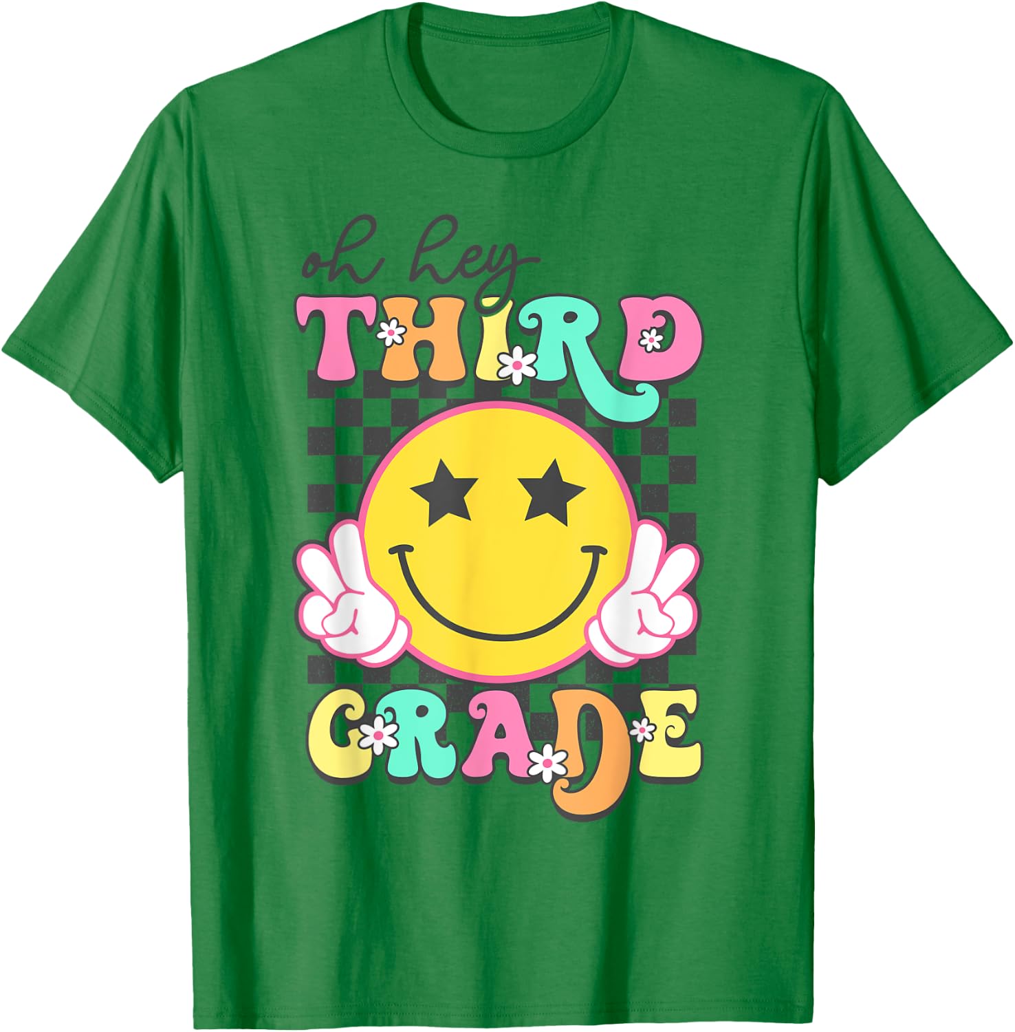Oh Hey Third Grade Hippie Smile Face Teachers Students Kids T-Shirt - T-Shirt | Irish Green