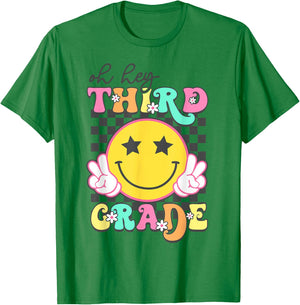 Oh Hey Third Grade Hippie Smile Face Teachers Students Kids T-Shirt - T-Shirt | Irish Green