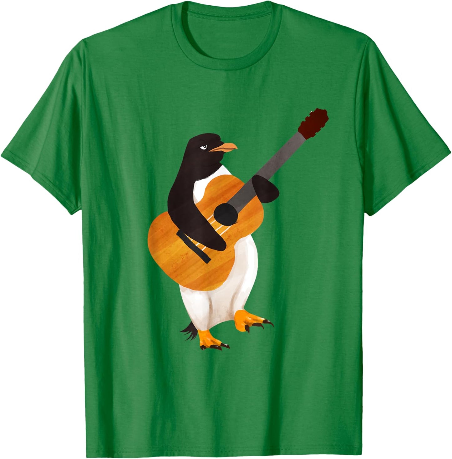 Penguin Arctic Bird Acoustic Guitar - Guitarist T-Shirt - T-Shirt | Irish Green