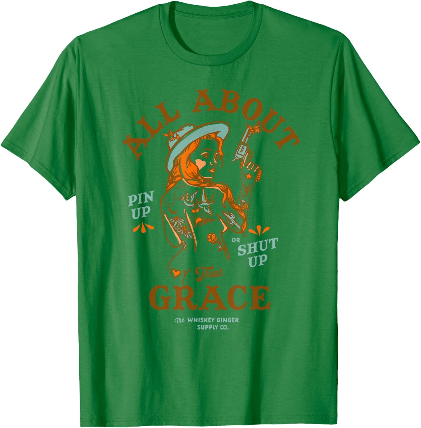 That Grace Women's Shirt Badass Redhead Tattoo Pin Up Girl T-Shirt - T-Shirt | Irish Green