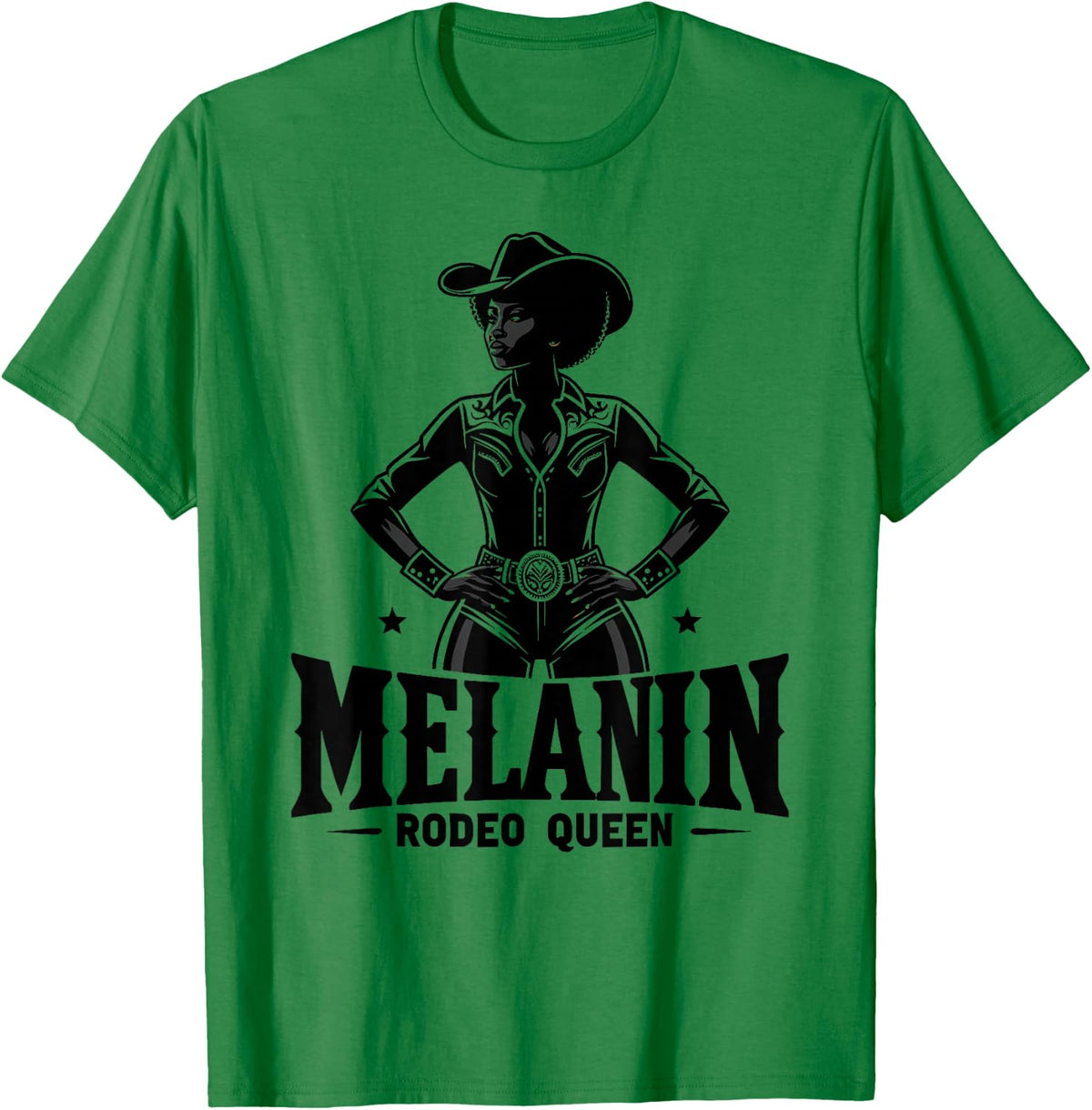 Melanin Rodeo Queen, Vintage African American Cowgirl T-Shirt - T-Shirt | Irish Green