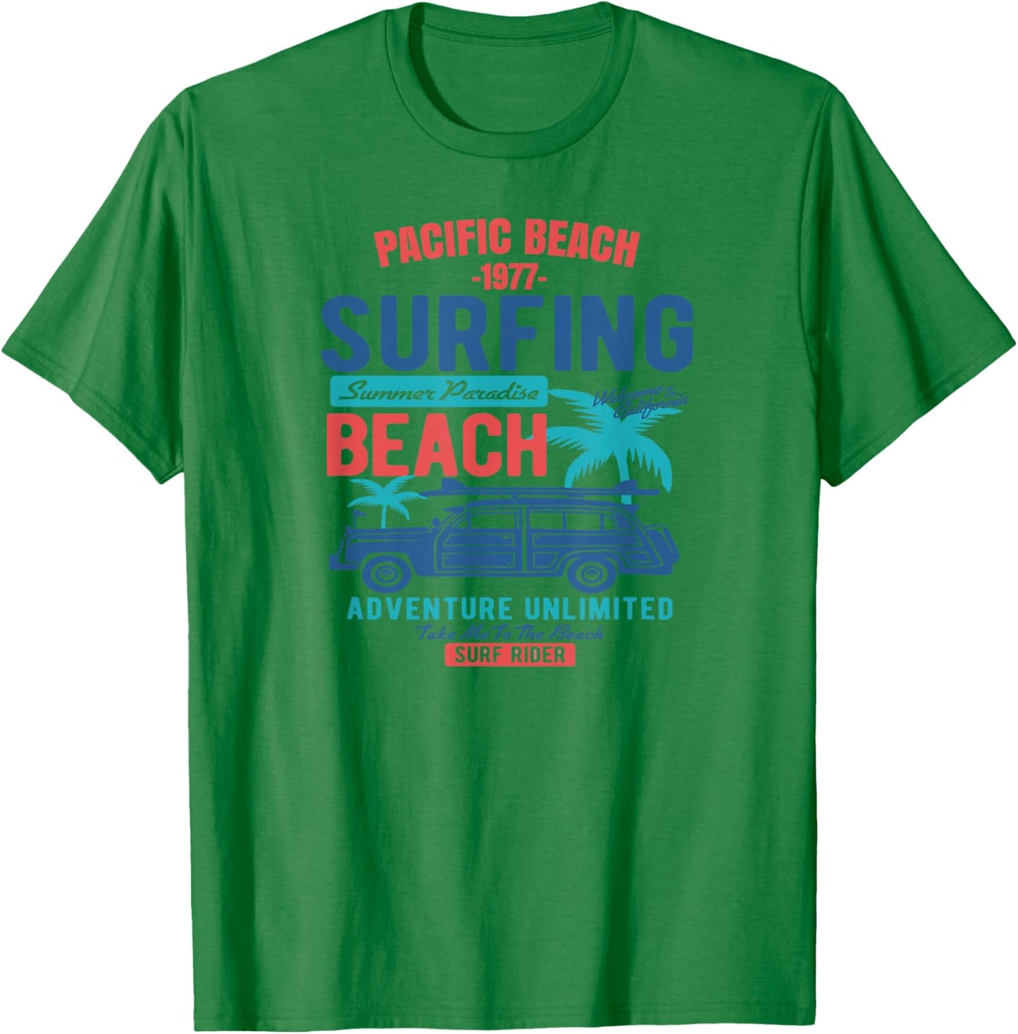 Vintage Style Pacific Beach California Surfing T-Shirt - T-Shirt | Irish Green