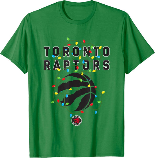 NBA Toronto Raptors Christmas Lights Holiday Logo T-Shirt - T-Shirt | Irish Green