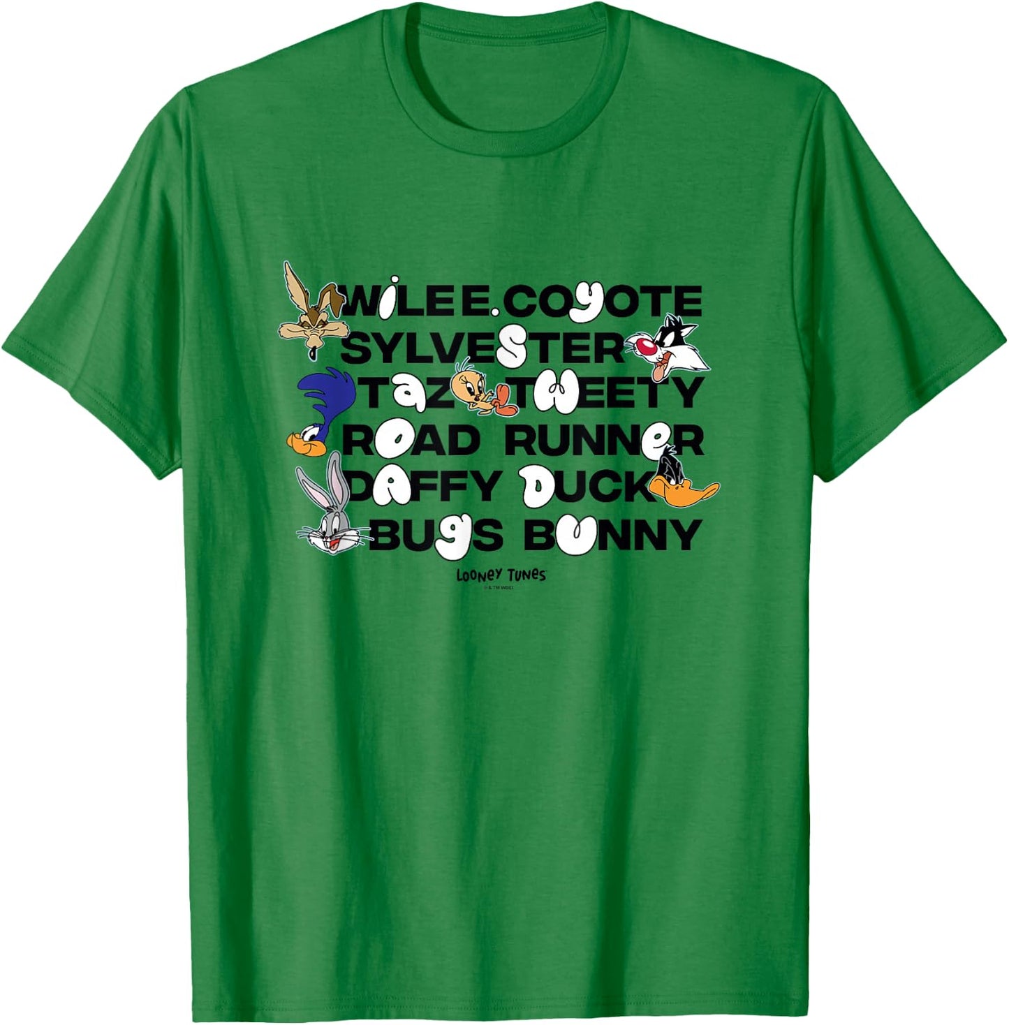 Looney Tunes Wile E. Coyote Sylvester Taz Tweety Road Runner T-Shirt - T-Shirt | Irish Green